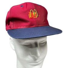 Vintage McDonald s Golden Arches Snapback Hat Cap Burgundy Navy Crew Uniform