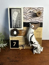 Nest of Thread #7 Mixed Media Collage Bird Nest by Abby Glassenberg