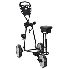 Golf-Dolly mit Sitz Schwarz und Wei&szlig; 100 x 60 x 130 cm Eisen Golf-Dolly Golfbag-