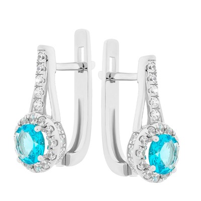 Kaufbei Sokolov Ohrringe aus 925 Silber mit Zirkonia und hellblauen Glaskristall