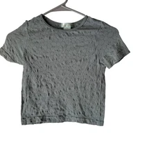Emma & Elsa Y2k One Size Gray Floral Textured Short Sleeve Stretch Baby Tee