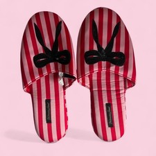 Victoria s Secret satin slide slippers red and pink stripe one size fits all