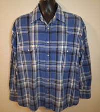 Vintage 80s 90s Wrangler Men's XL Western Shirt Pearl Snap L/S Blue Plaid