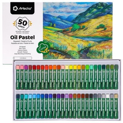 Artecho Oil Pastels Set of 50 Colors (8 x 60 50 Count (Pack 1), Multicolor 