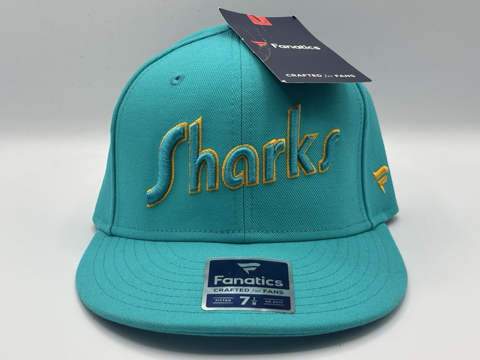 NWT Men's Fanatics San Jose Sharks Reverse Retro NHL Hockey Fitted Hat Cap 7 1/8