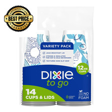 Dixie To Go Paper Coffee Cups With Lids, 12 12 Ounces 14 Count , Multicolor