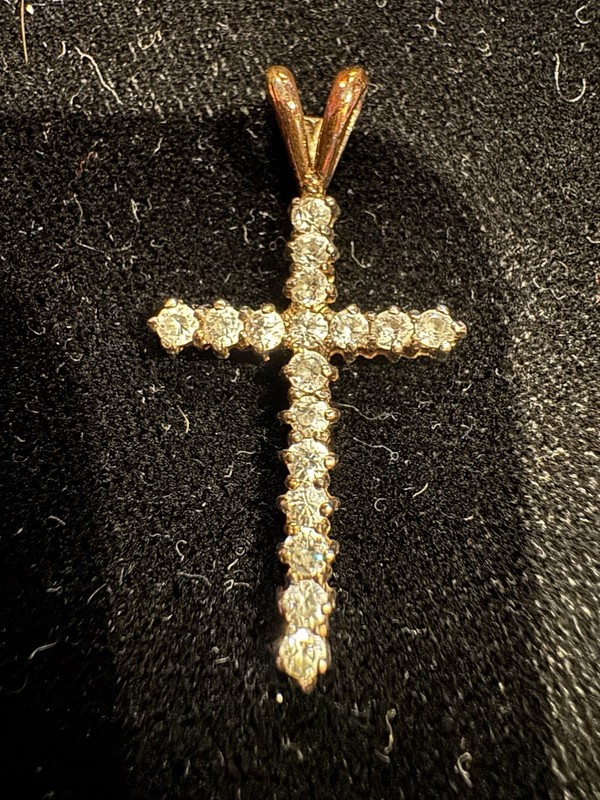 Vintage 925 Riempita Cubic Zirconia Cross Pendant