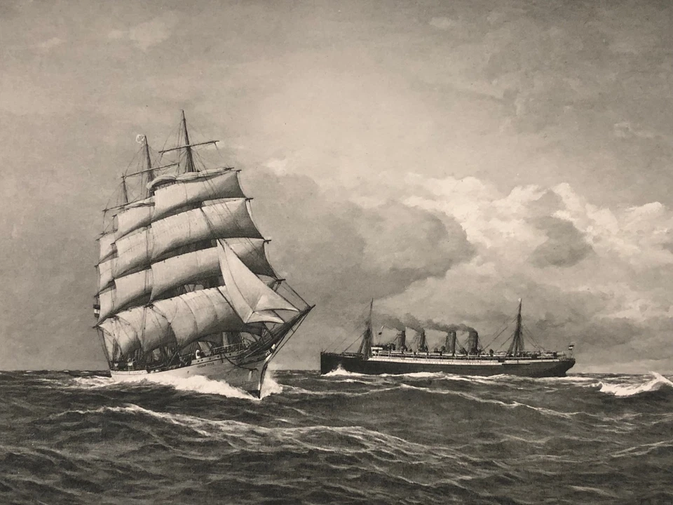 Schiff Herzogin Cecilie Dampfer Kronprinz Wilhelm Norddeutsche Lloyd Litho 30x23 - Bild 2 von 4