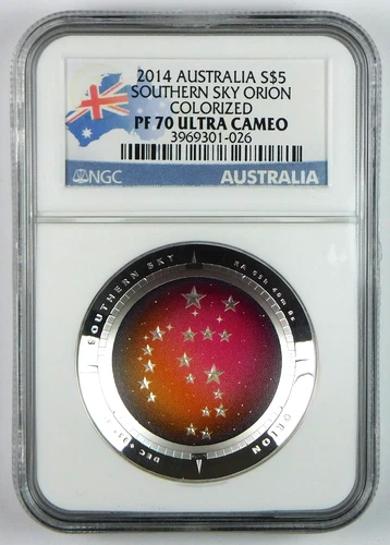 2014 $5 Australia Southern Sky: Orion Domed Fine Silver Coin - NGC PF 70 UC