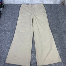 Lauren Ralph Lauren Ivory Beige Wide Leg Cotton Trousers Pants Size 10 NEW