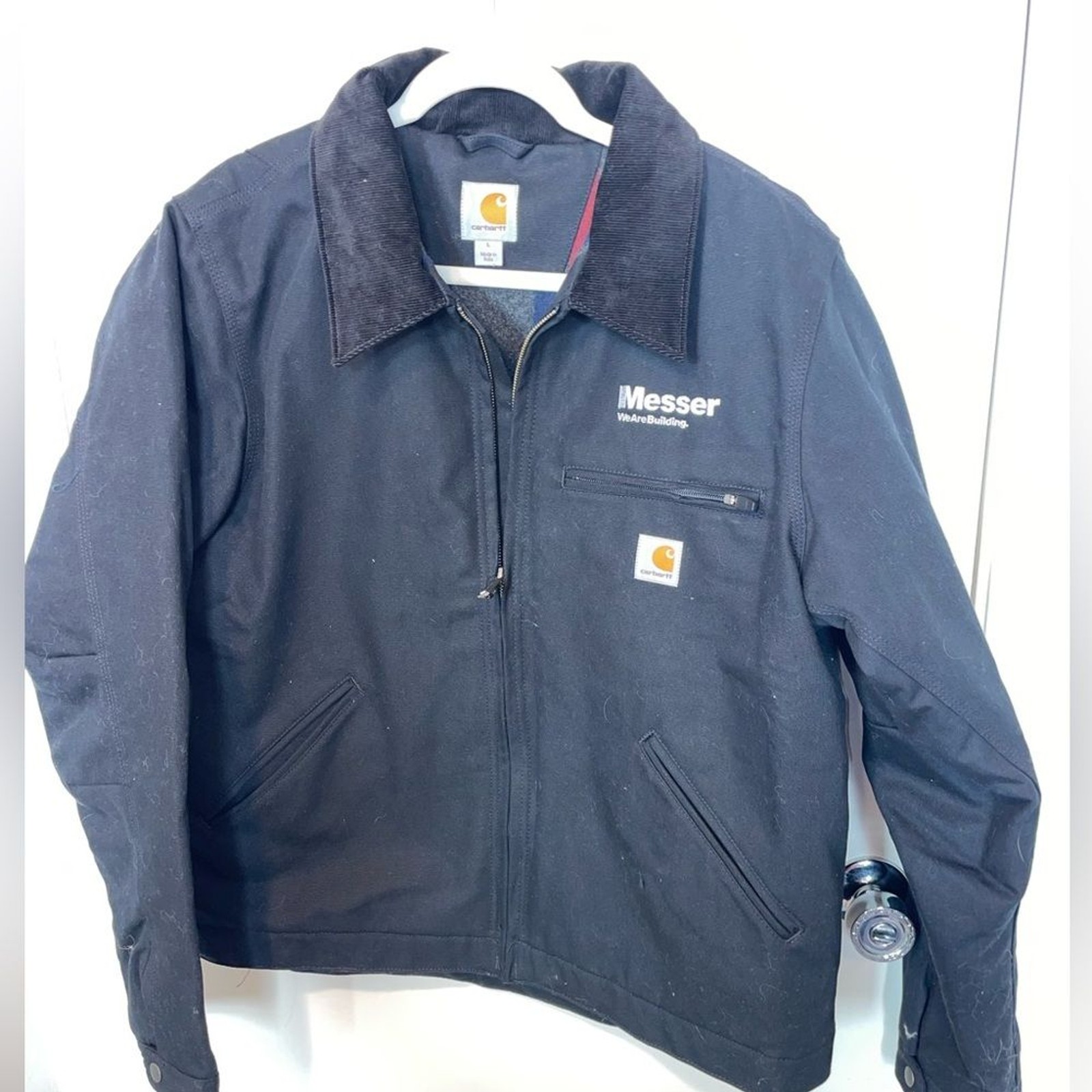 New Carhartt J01 DUCK Detroit JACKET coat black blanket lined work utility sz L