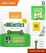 Freshening Mint Dental Chews for Large Dogs - 12 Count, All-Natural Formula