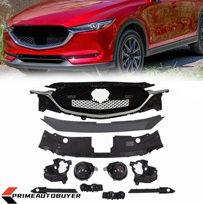 Front Grille/LED Fog Lamp/Bracket/Radiator Upper Cover For Mazda CX-5 2017-2019