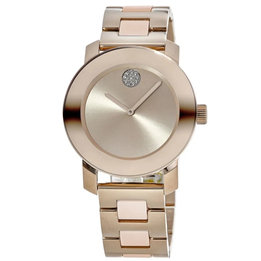 Reloj para mujer Movado Bold cerámica tono oro rosa esfera metálica 3600639-PO