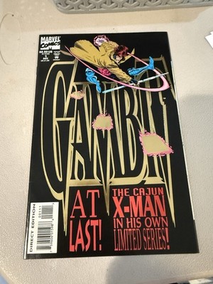 Gambit At Last X-Man #1 Comic Book 1993 Direct Edition Bagged & Boarded