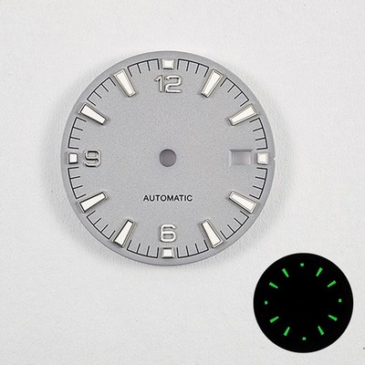 31mm Custom Logo Watch Dial For NH35 NH36 Movement Green Luminous Watches Faces