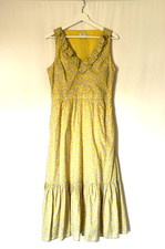 J. Crew Womens Dress Maxi 8 Yellow Long Aline Sleeveless Floral Ruffles