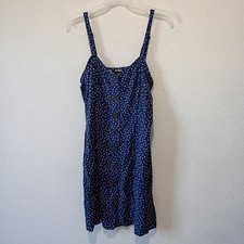 Express Women's White Polka Dots Strappy Sleeve Midi Dress Navy size Medium