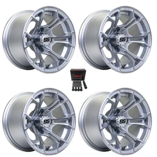 GTW Spyder 12" Golf Cart Wheels/Rims Silver Brush (3+4) Yamaha
