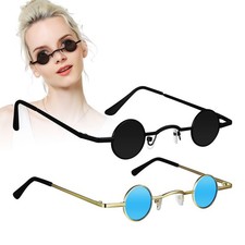 2pcs Small Round Sunglasses Women Men Polarized Sunglasses Metal Frame