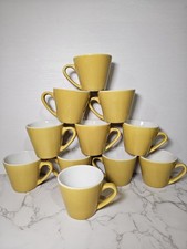 Vintage Alox Yellow Heavy Ceramic Diner Coffee House Restraunt Mugs Set Of 11 