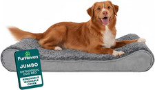 FurHaven Orthopedic Dog Bed for Large Dogs, Luxe Lounger Jumbo/XL, Gray