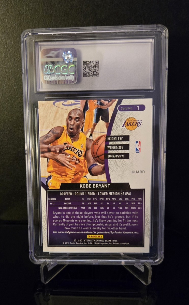 CGC 7 RELIC 🔥 KOBE BRYANT SP 2012-13 Panini Totally Certified Red