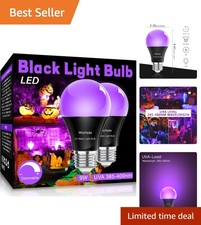 Bright 9W LED Black Light Bulbs, E26 Base, Perfect for Halloween  Glow Parties
