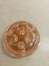 Vintage Pink Depression Glass Flower Frog 9-Hole Round Dome Vase Insert Floral