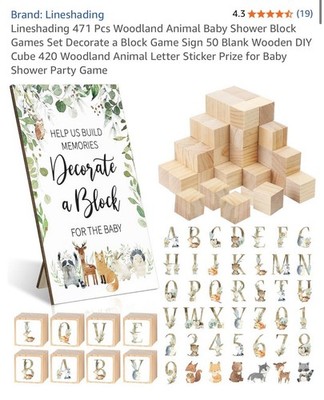 471 pcs Wooden Baby Blocks for Baby Shower Game Kit DIY Decorate a Block Sign