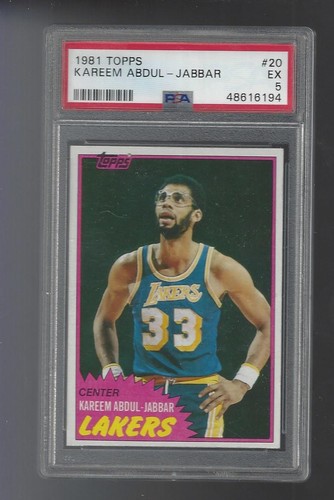 1981 TOPPS BASKETBALL #20 KAREEM ABDUL-JABBAR PSA 5 EX