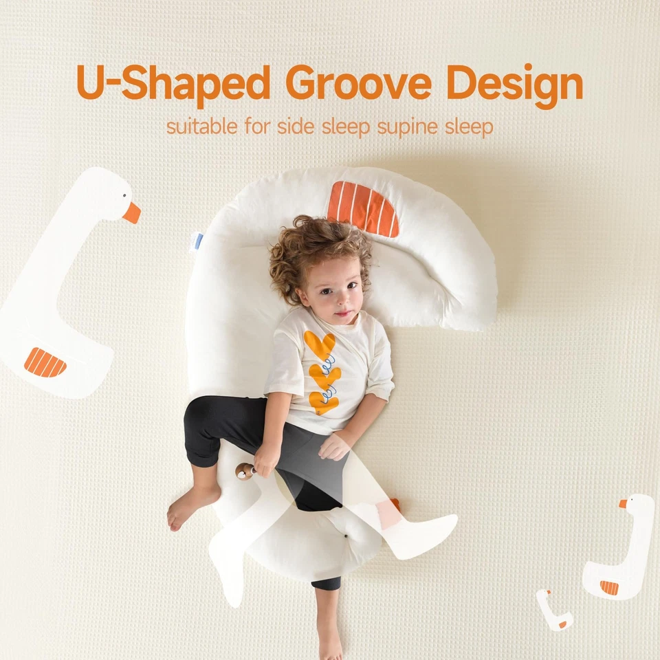 Travesseiro Curve Long Kids Body, 36X27 polegadas formato de cisne macio abraço infantil dormir criança... - Imagem 3 de 4