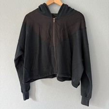 Free People Movement Size M Navy Teal Blue Full Zip Oversized Slouchy Hoodie