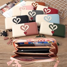Womens Long Wallet Zipper Around Leather Wristlet Phone Bag Purse Clutch Handbag