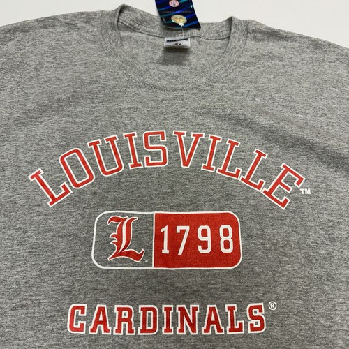 Louisville Cardinals T-Shirt Mens XL Cotton Blend Jerzees Gray New NWT