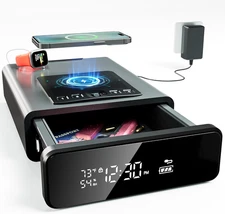 Mboko Biometric Discreet Gun Safe with 12-Hour Time Clock Display, Wireless Char