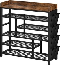 Enhomee 6 Tier Shoe Rack Holds 24 Pairs Boots Rustic Brownblack Entryway