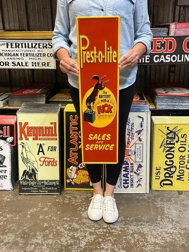 Antique Vintage Old Style Prestolite Batteries Mule Made in USA