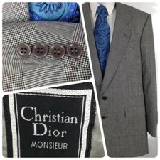 Christian Dior Men's Gray Glen Plaid Blazer Sport Coat Sz 42R 2 Button 0022