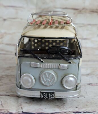 Volkswagen Mini Bus for Surfers with Surf Board Light Blue VW