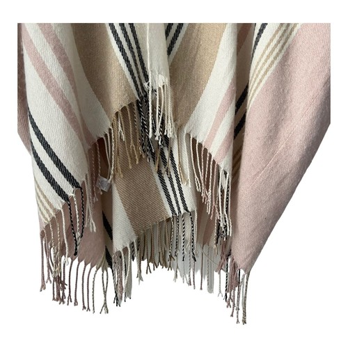 Loft Pink Cream Fringe Open Front Poncho One Size - Picture 5 of 7
