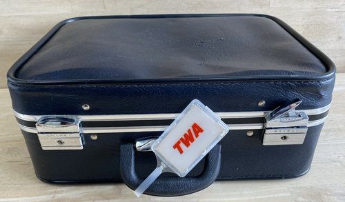 Vintage TWA Pilot Flight Case Navy Blue Suitcase 1960s