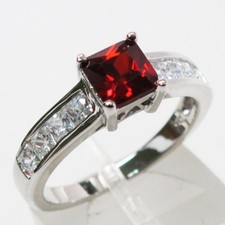 LOVELY 1 CT GARNET 925 STERLING SILVER RING SIZE 5-10