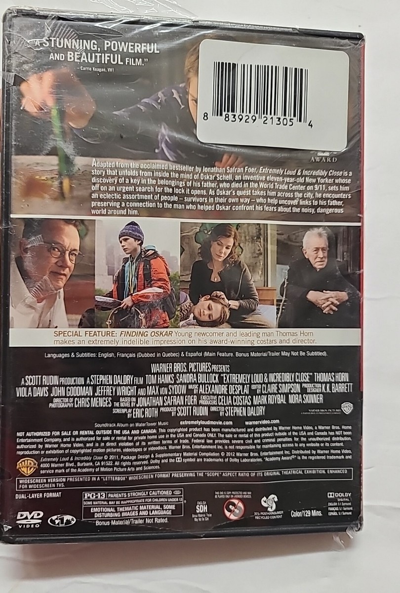 Extremely Loud and Incredibly Close NEW DVD Tom Hanks