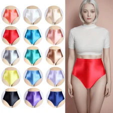 Women Glossy Satin Panties Briefs Knickers Gym Yoga Shorts Underwear Swim Trunks