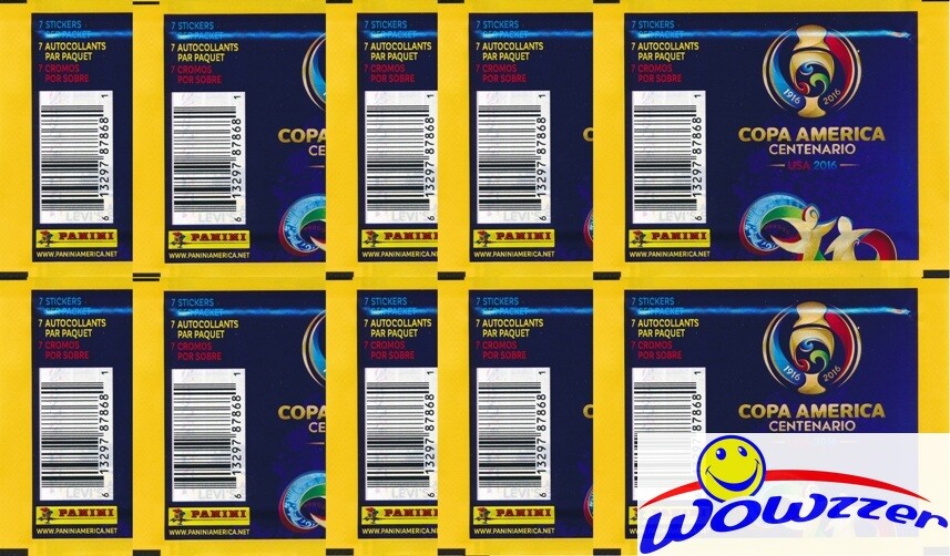 (10)2016 Panini Copa America Centenario Factory Sealed Sticker Packs-70 Stickers