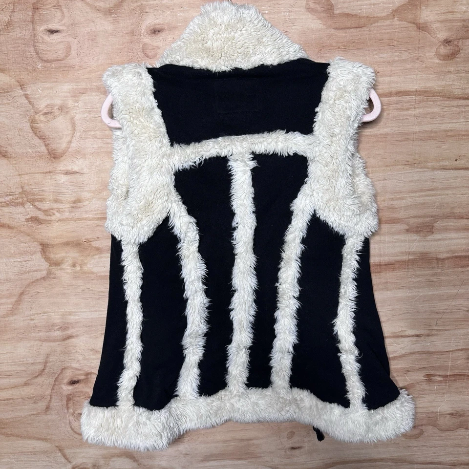 Chaleco gancho de piel sintética blanco negro Twill Twenty Two Y2K para mujer talla XS? Goth Grunge Foto 2 de 4