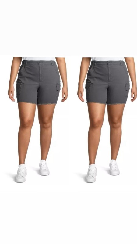 Lot of 2 Terra & Sky Women's Size 24W Grey Utility Shorts with Frayed Hem NWT