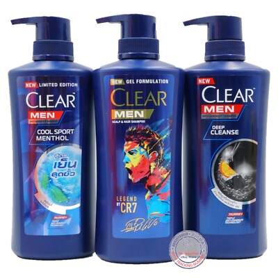 Clear Men Cool Sport Menthol + Deep Cleanse + New Gel Formula by CR7 Shampoo