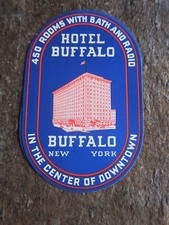 HOTEL BUFFALO,  Buffalo, New York Baggage Luggage label